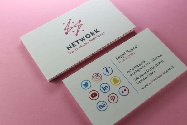 Network Sosyal Medya - Fantazi Beyaz Kağıt - Renkli Baskı - Tripleks Sıvama