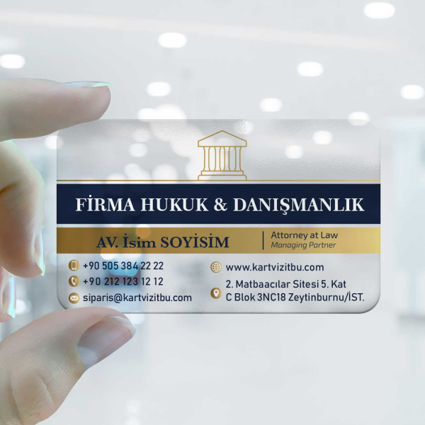Avukat ve Hukuk Bürosu Şeffaf Kartvizit 0001