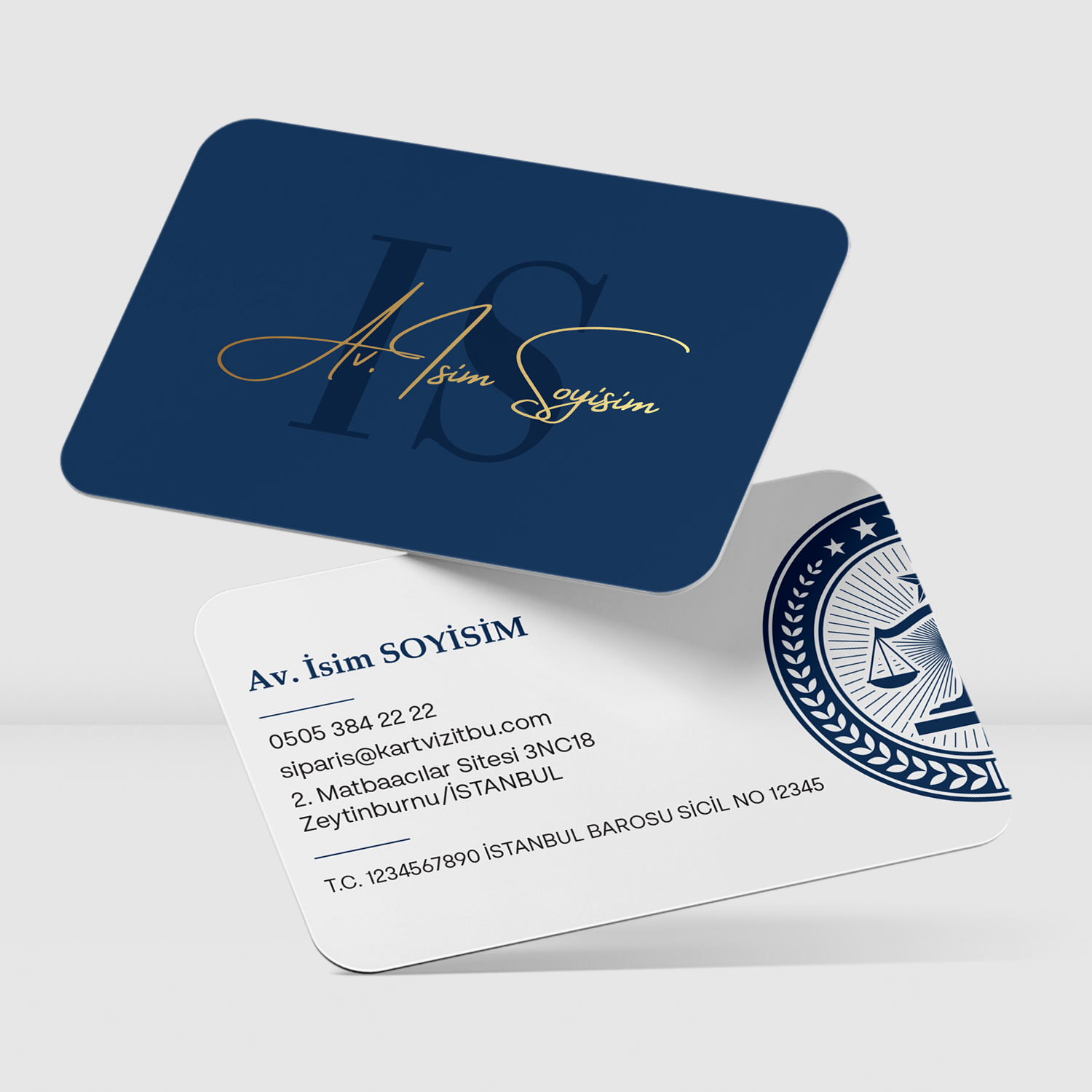 Avukat & Hukuk Bürosu Kartviziti 0003 350 gr Kuşe (Standart) - Çift Yön, Rekli Baskı, Selefonlu - Kabartma Lak İstemiyorum - 1000 Adet