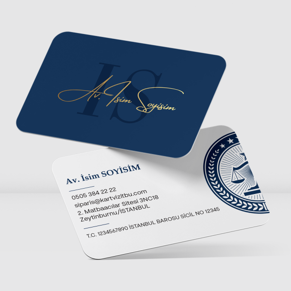Avukat & Hukuk Bürosu Kartviziti 0003 350 gr Kuşe (Standart) - Çift Yön, Rekli Baskı, Selefonlu - Kabartma Lak İstemiyorum - 1000 Adet