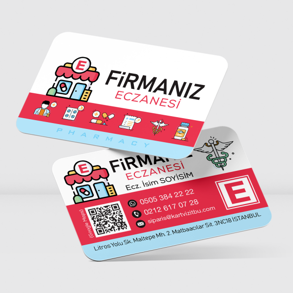Renkli İkonlu & İllüstrasyonlu Eczane Kartviziti