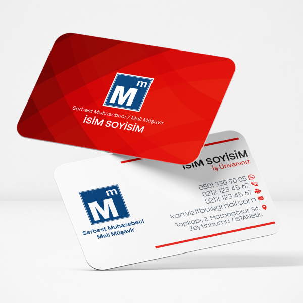 Muhasebeci Mali Müşavir Kartvizit 0015 350 gr Kuşe (Standart) - Çift Yön, Rekli Baskı, Selefonlu - Kabartma Lak İstemiyorum - 1000 Adet