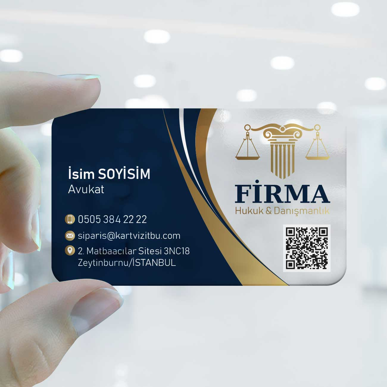 Avukat ve Hukuk Bürosu Şeffaf Kartvizit 0003