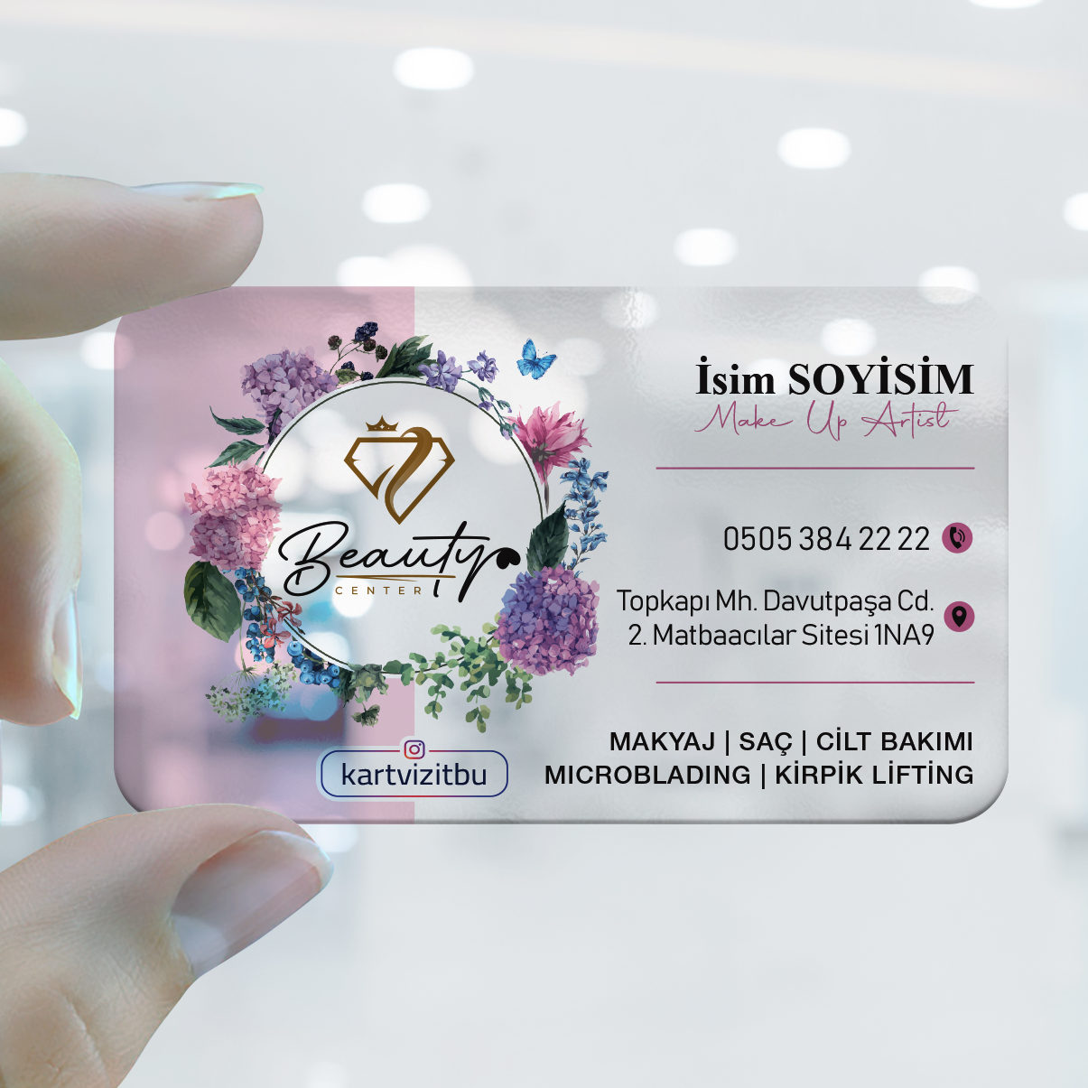 Güzellik Merkezi Şeffaf Kartvizit 0009