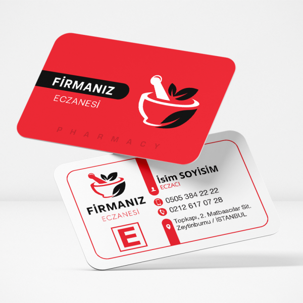 Havan ve Havaneli Logolu Geleneksel Eczane Kartviziti