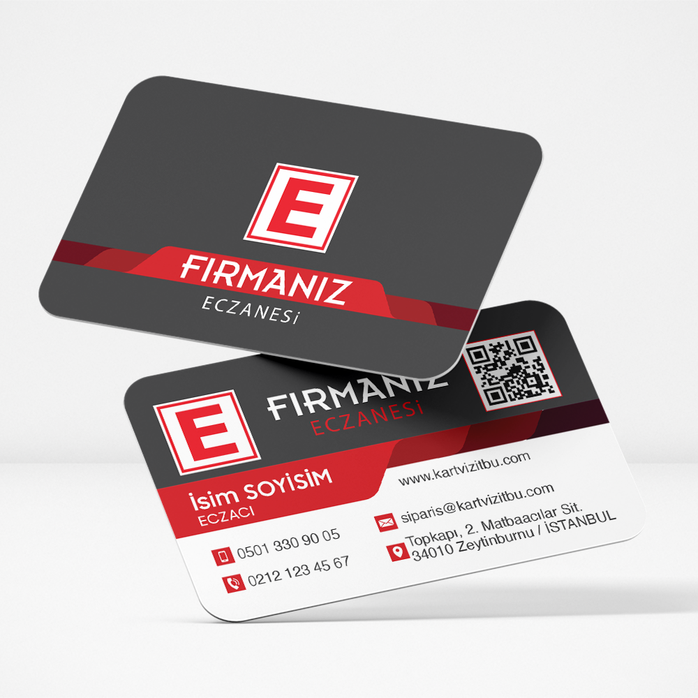 Antrasit Gri Modern Tasarımlı Eczane Kartviziti