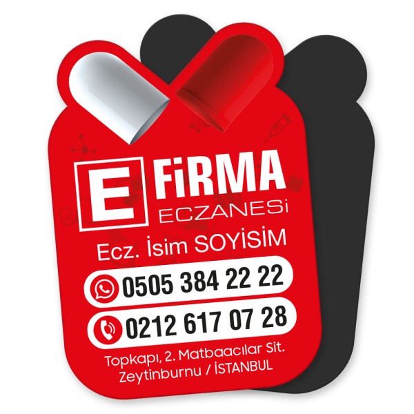 Kapsül Şeklinde Özel Kesim Eczane Magneti