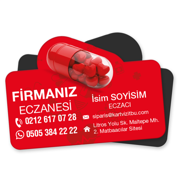 İçi Kalp Dolu Kapsül Şeklinde Özel Kesim Eczane Magneti