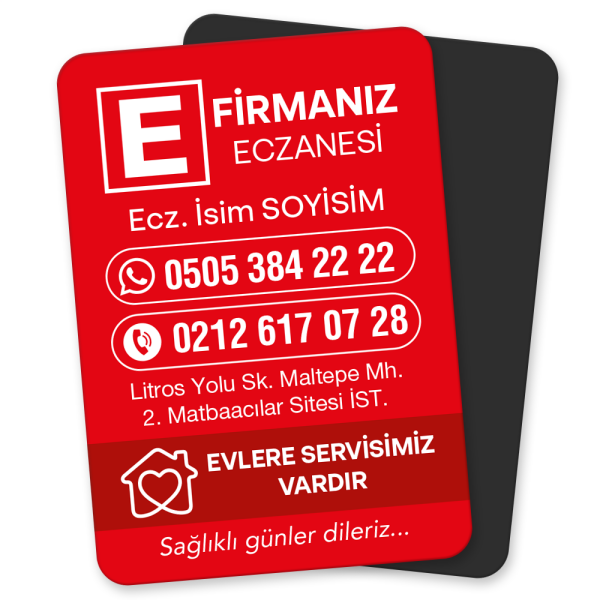 Evlere Servis Baskılı Eczane Magneti - Paket Servis Özellikli