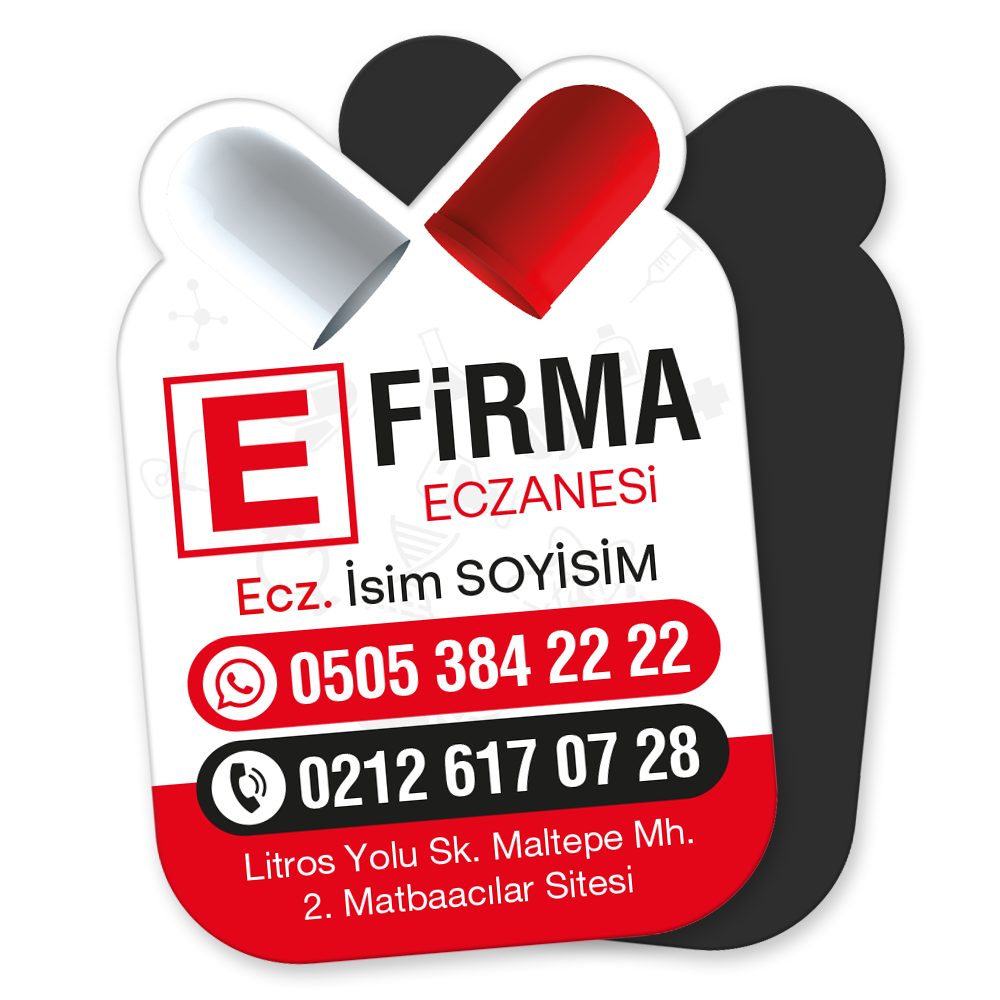 Beyaz Kapsül Tasarımlı Özel Kesim Eczane Magneti - Ferah Görünüm