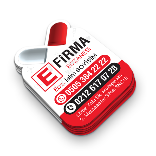 Beyaz Kapsül Tasarımlı Özel Kesim Eczane Magneti - Ferah Görünüm