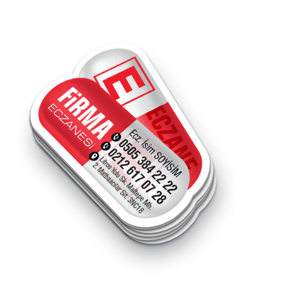 Beyaz Kapsül Şeklinde Özel Kesim Eczane Magneti - Ferah Görünüm