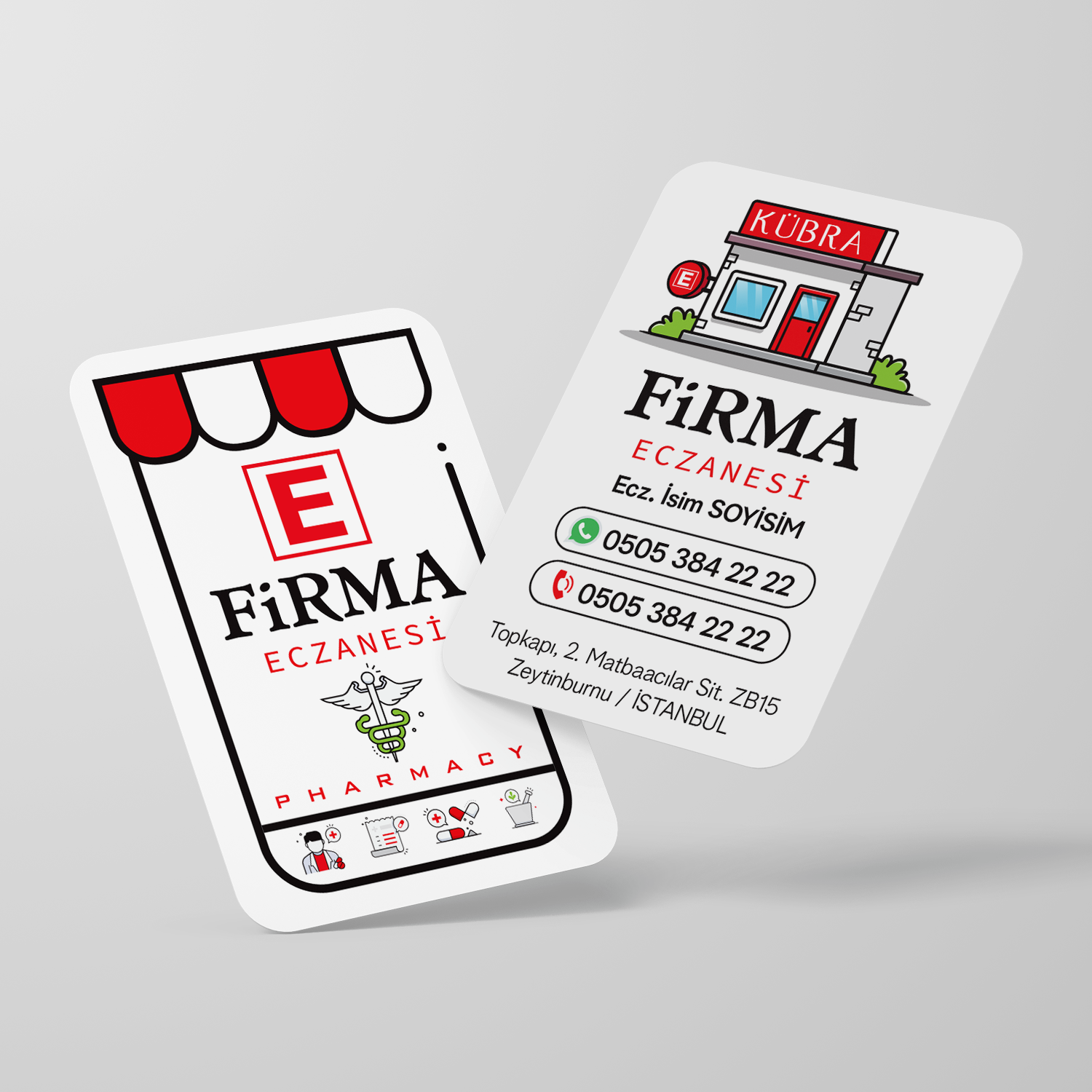 Özel İllüstrasyonlu Eczane Kartvizit Tasarımı