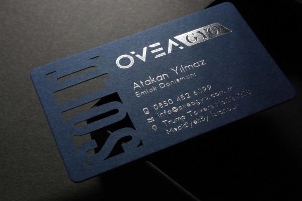 Ovea Gyo - Fantazi Lacivert Kağıt - Yaldız Baskı - Lazer Kesim - Dubleks Sıvama